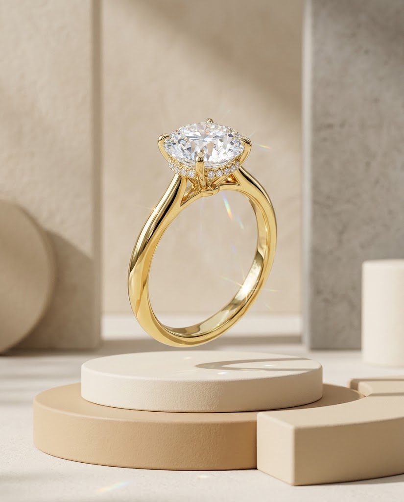 Finished solitaire engagement ring